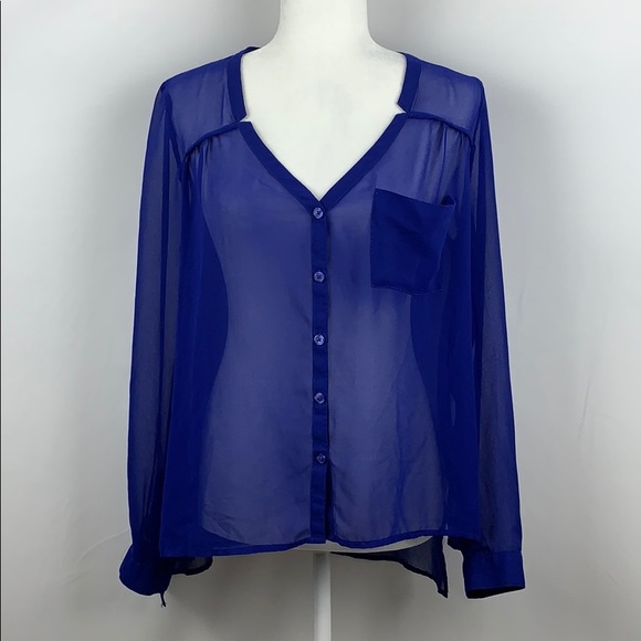 SILENCE + NOISE Sheer Button Down Blouse - Picture 3 of 8